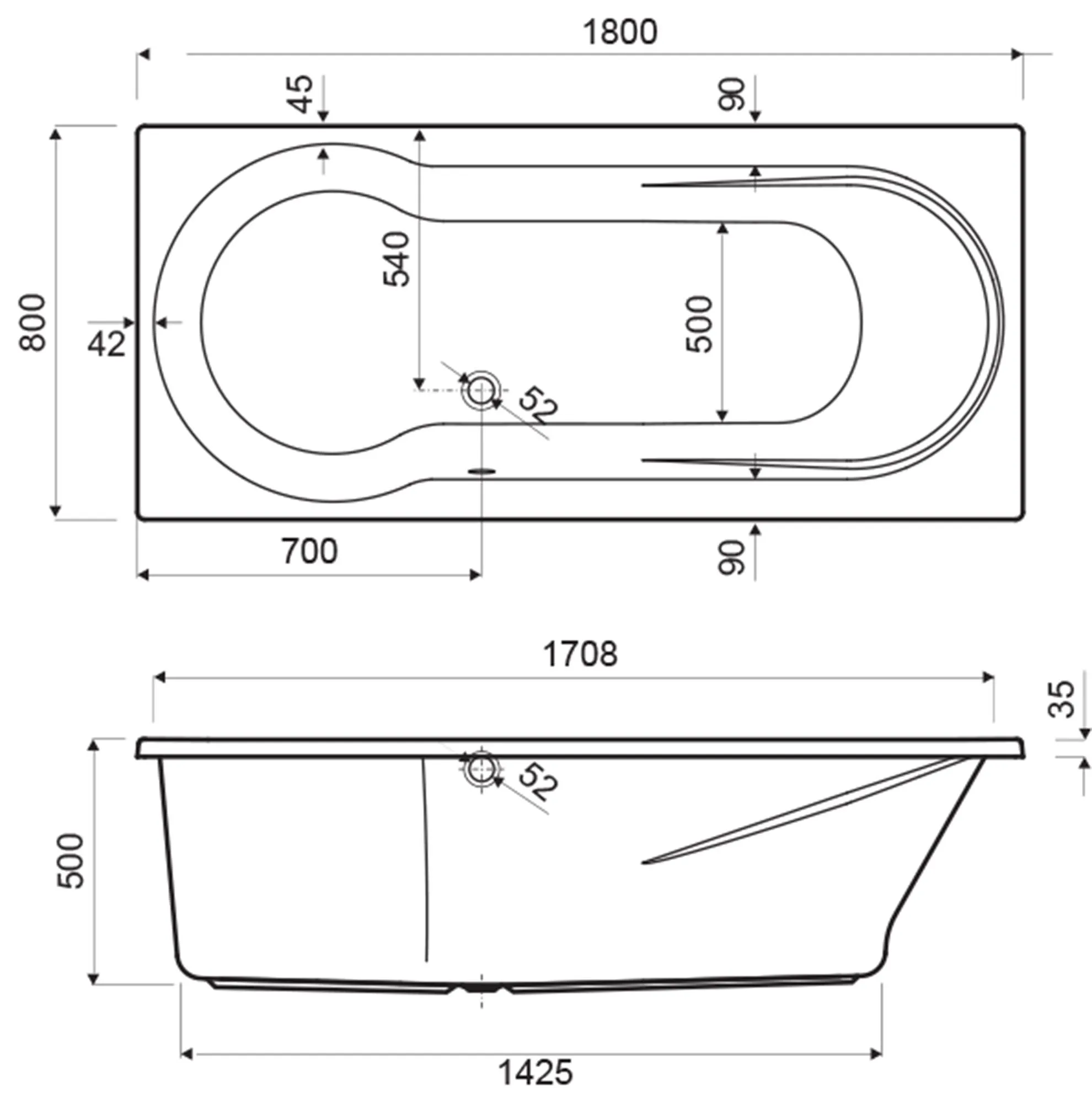 Maia 80x80 cm, mat zwart