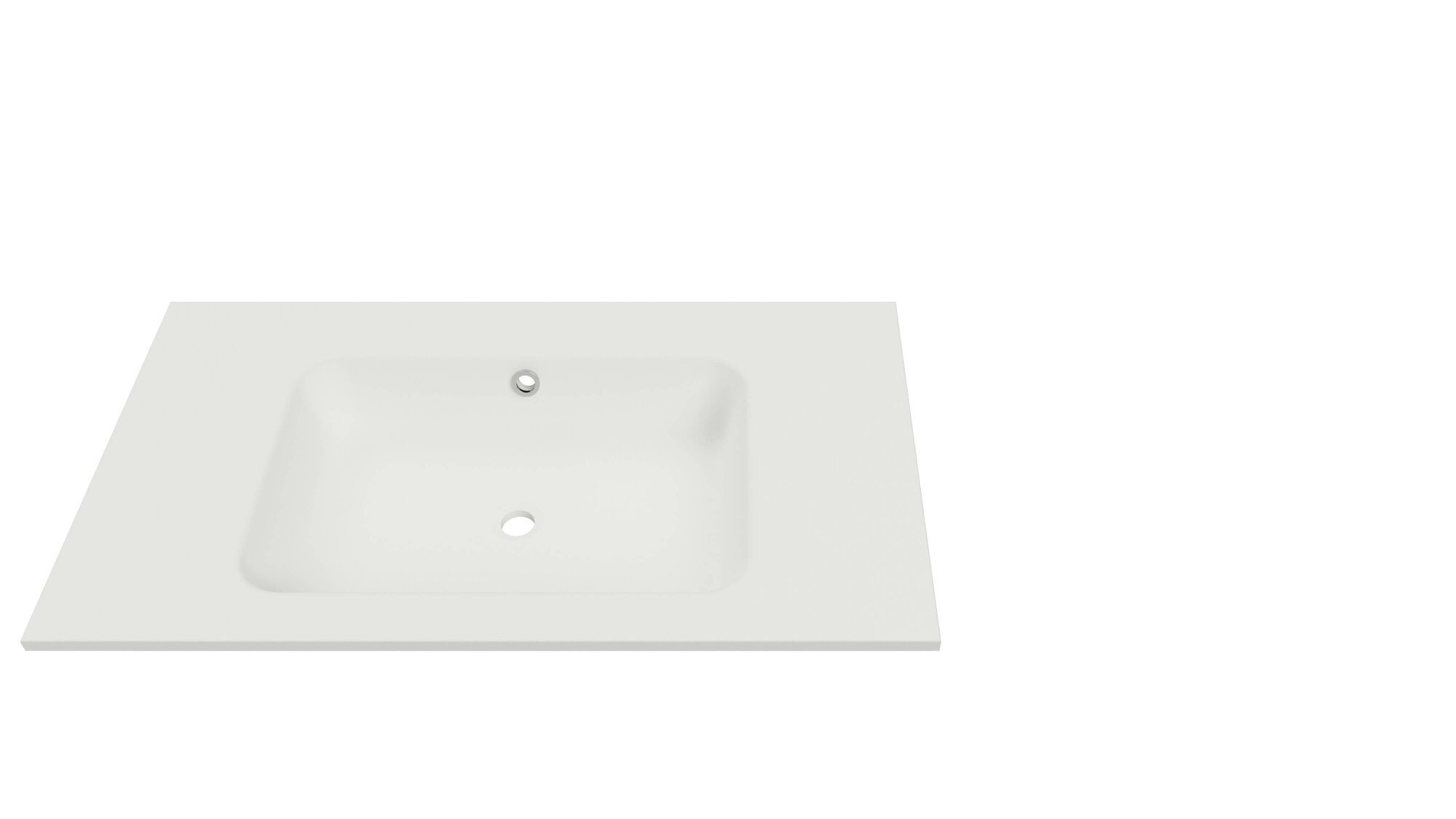 Lusso wastafel 80 cm mat wit, zonder kraangat